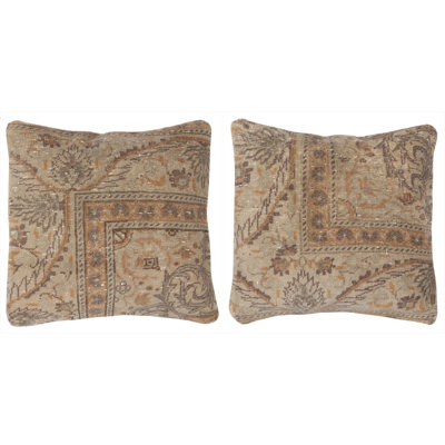 17 po x 17 po ENSEMBLE DE 2 - Housses de coussin en laine turque faites à la main. Décoration bohémienne. Housses de coussin Vintage