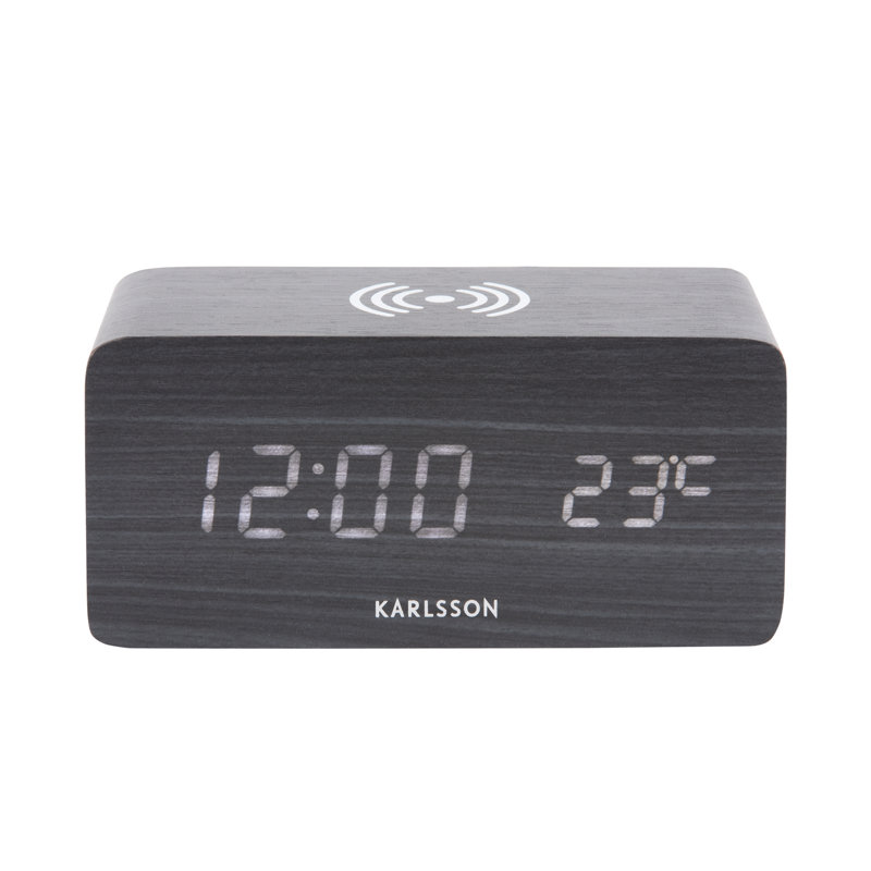Digital Wood Alarm Tabletop Clock, Black