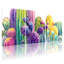 Plantes et fleurs, motif de cactus colorés, ensemble de 3 impressions sur toile-900552059