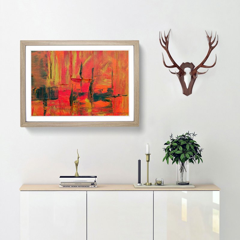 Abstract Art Painting Vol.293 by S.Johnson - Picture Frame Painting Print, Oak Framed, 36cm H x 48cm W x 2cm D