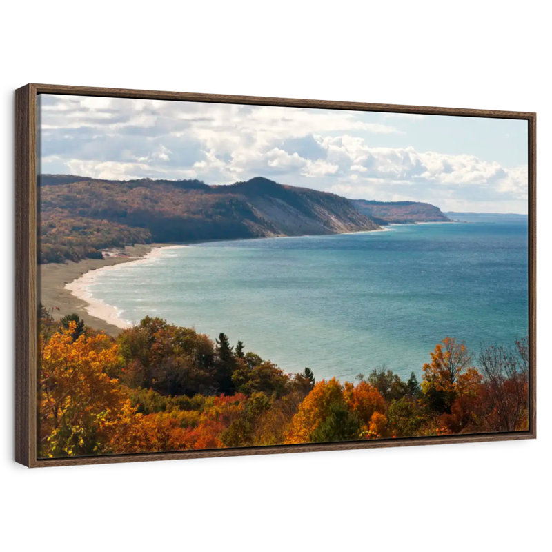 Dunes du lac Michigan, Cadre flottant noyer, 46 po x 31 po