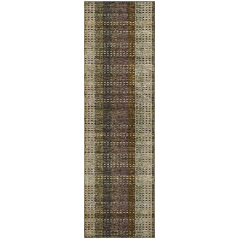 Premium Machine Washable Prisco Brown Rug, Runner 2'3" x 7'6"