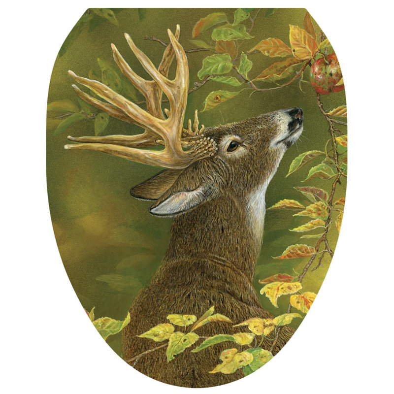 Décalcomanie de siège de toilette Lodge Deer Find - couvercles de toilette en vinyle, Allongé