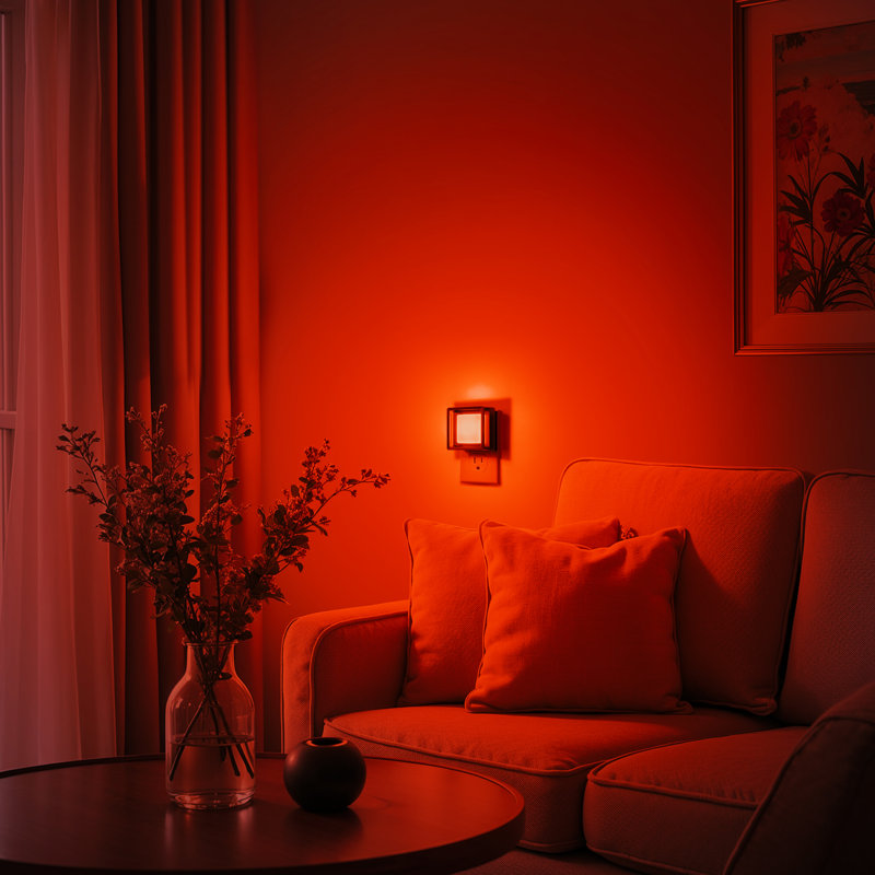 2 Pcs Red LED Plug In Night Light With Sliding Dimmer
