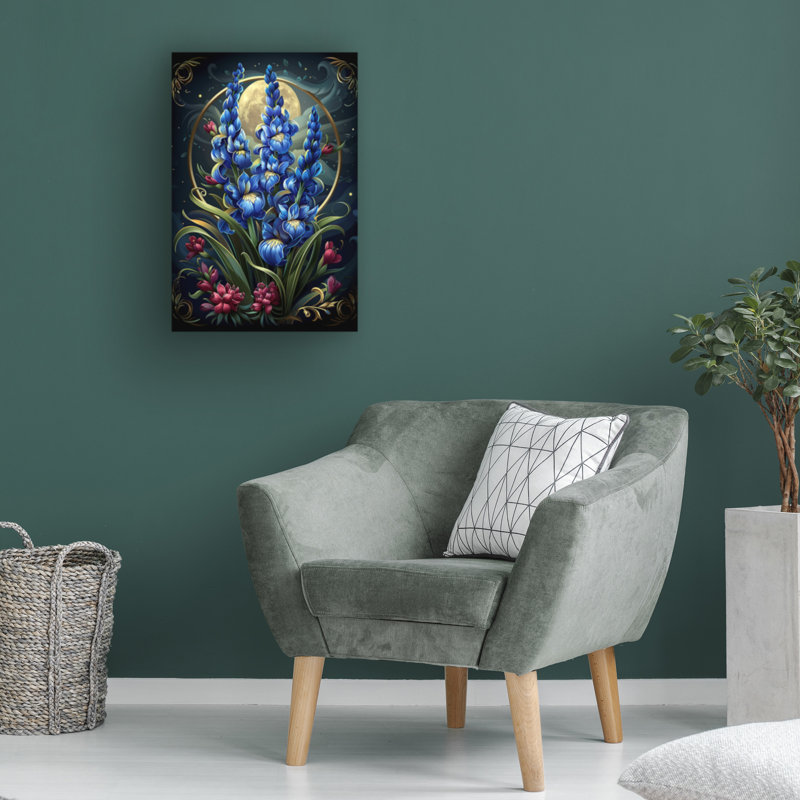 Art sur toile, bleu, lune, iris, H 12 po x l 19 po