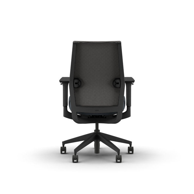 Chaise de travail à dossier en filet HON, noir, tissu foncé, accent noir, structure noire, OBSCURITÉ, Noir