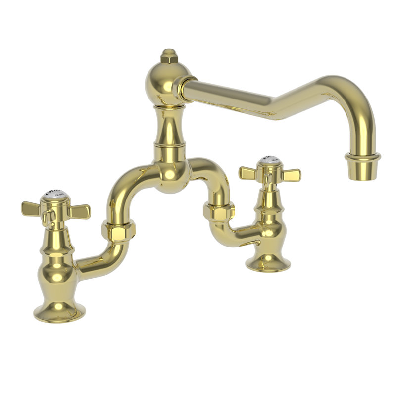 Fairfield Kitchen Bridge Faucet, Living Uncoated Polished Brass