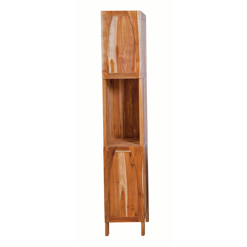 Earthy Teak 79" Tall Linen Cabinet with Adjustable Shelving