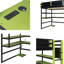 Lit mezzanine en bois de 78 po avec bureau de jeu et lumières à DEL RVB - Cadre double / double robuste avec ports USB et support de chevet-1517656927-1517656920