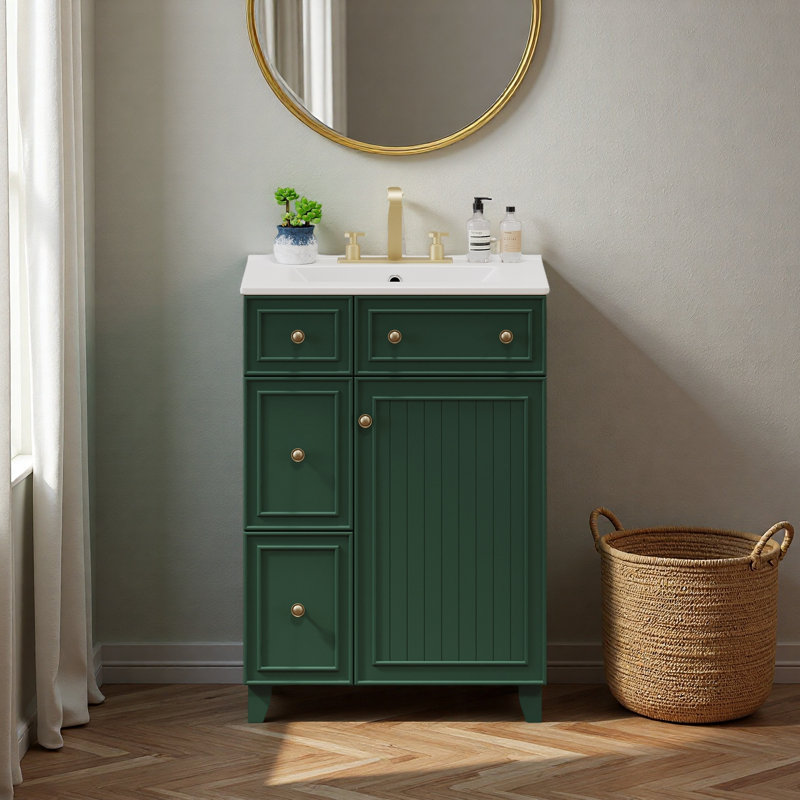 Meuble-lavabo 24 po avec lavabo en céramique, Vert