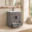 Meuble-lavabo de 76 cm avec lavabo en céramique et rangement dissimulé (sans robinetterie) - Gris-1869364595-1869375478