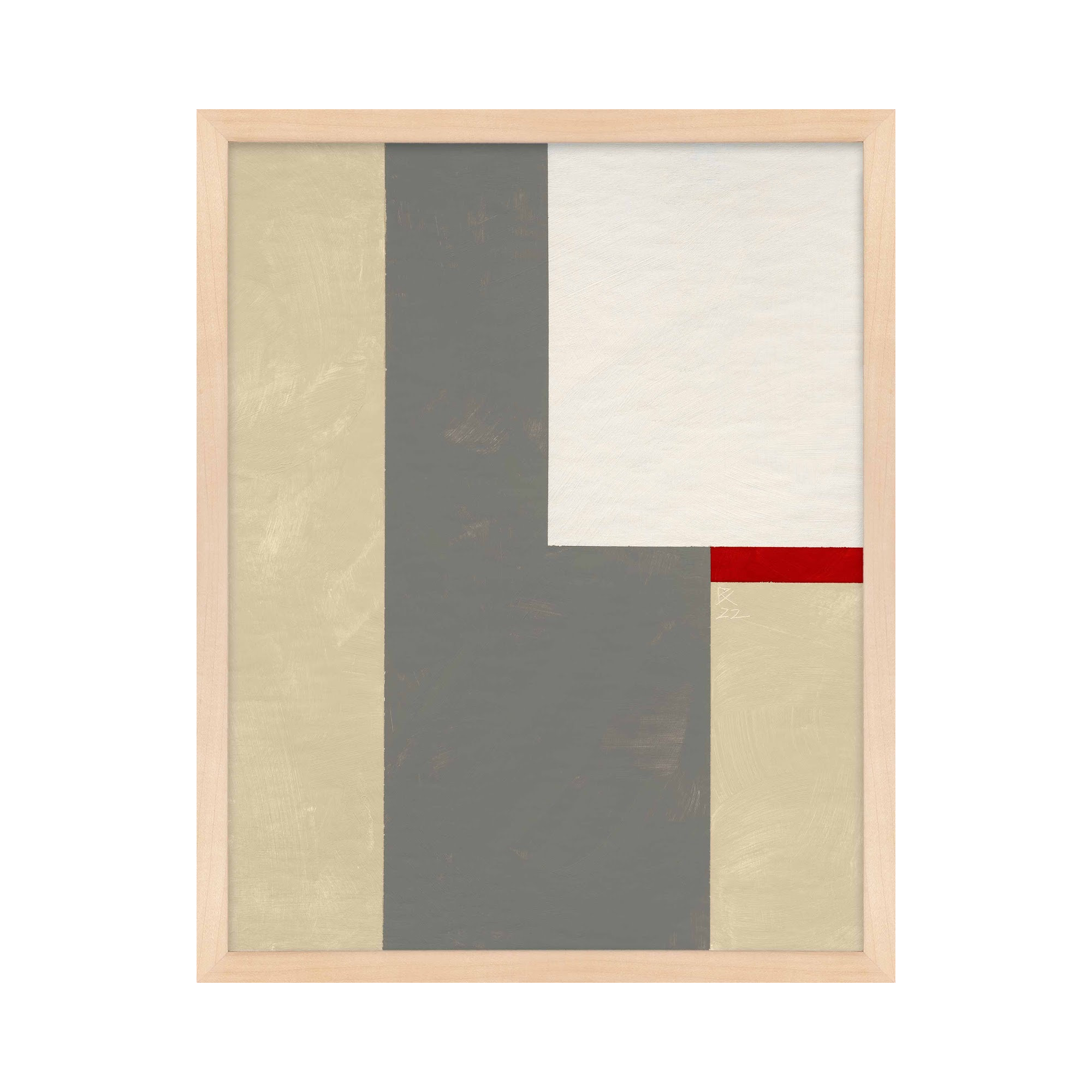 Slice Of Red 2 by Robert Kamnatnik, 20" H x 16" W x 1.25" D, Maple Framed Paper