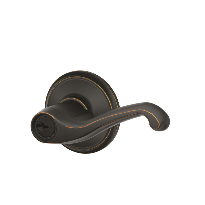 Flair Lever Single Cylinder Keyed Entry Storeroom Lock, Yes, Satin Nickel, Right Hand