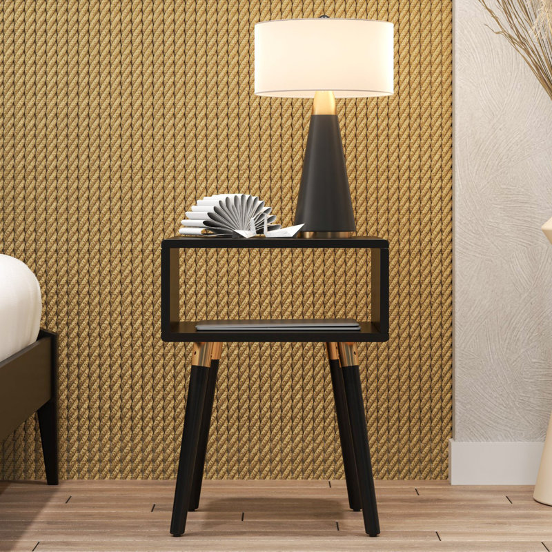 Table de chevet avec rangement Midney, Noir, noir, noir, noir