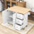 Draden 3 Drawers Rolling Mobile Kitchen Island With Wood Top-1378852395