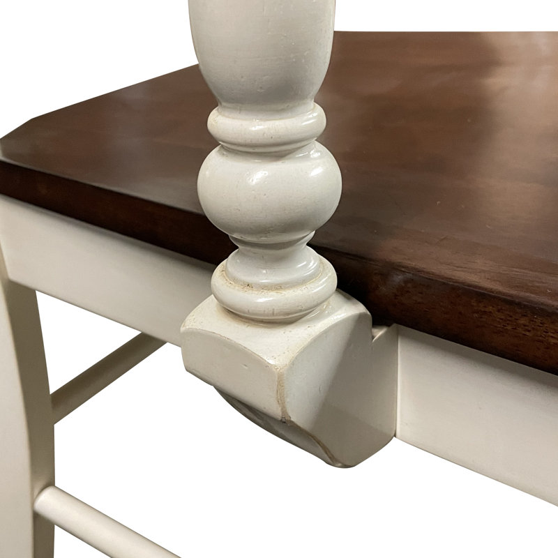 Littoral 17.5'' H Solid Wood Armchair, Antique White/Chestnut