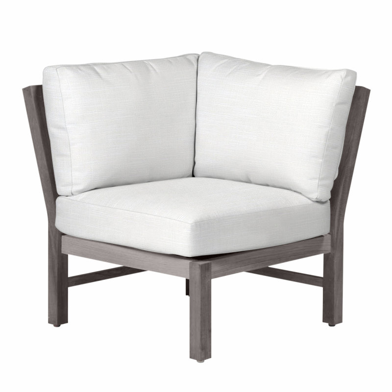 Fauteuil d'angle modulaire Club Teak - Huître, Teck huître, Pas de soudure, Dentelle Rollo