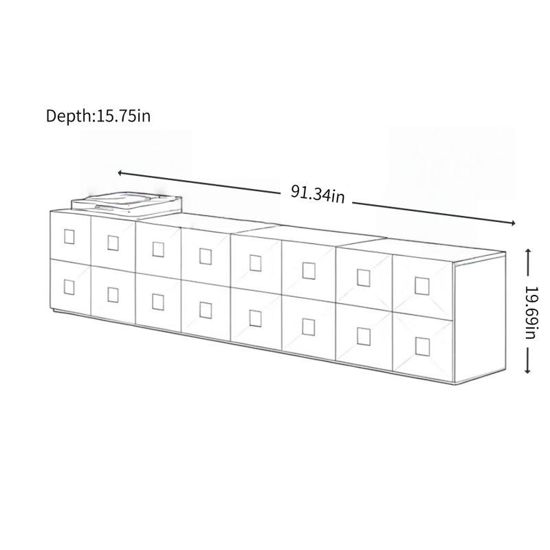 Meuble télé simple en bois massif brun, H 19,69 po x L 91,34 po x l 15,75 po