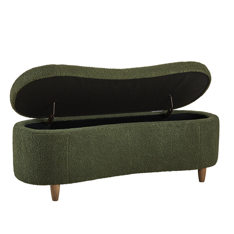 Bailey Boucle Flip Top Storage Bench, Green