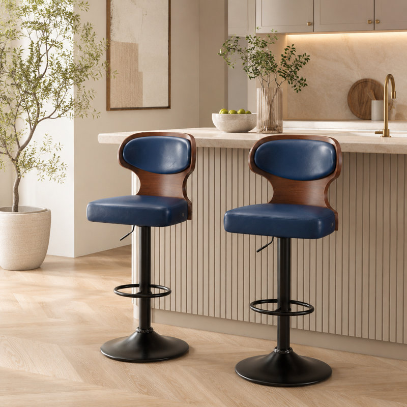 Tabouret tournant à hauteur réglable Bentwood, Bleu