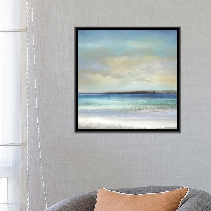 «At The Shore», reproduction sur toile, H 18 po x l 18 po x P 1,5 po, Toile avec cadre noir, Pas de tapis