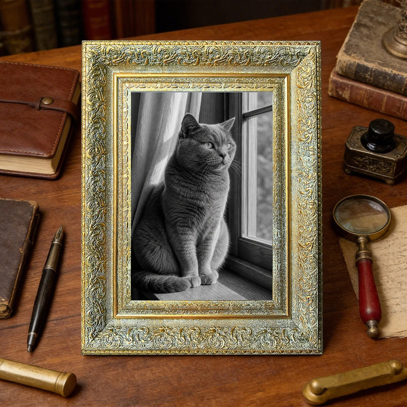 Cadre photo sophistiqué doré antique 1PC pour photos 5 po x 7 po et mémoire de voyage, Antique Gold, 1, 5" W x 7" H