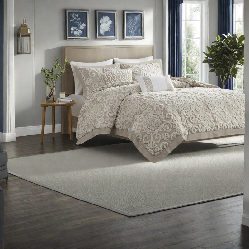 Premium Bedding Sets Cotton King, Tufted Taupe Modern Home Comfort