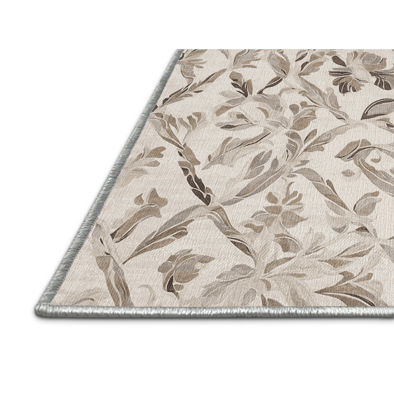 Machine Washable Beige Area Rug, Square 7'