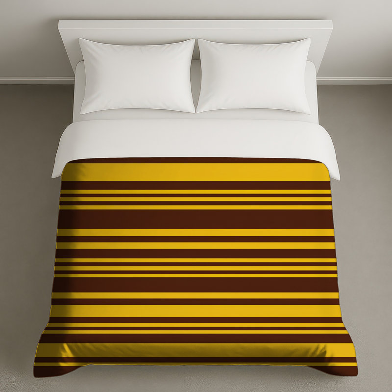 Housses de couette à rayures brunes et jaunes, Twin
