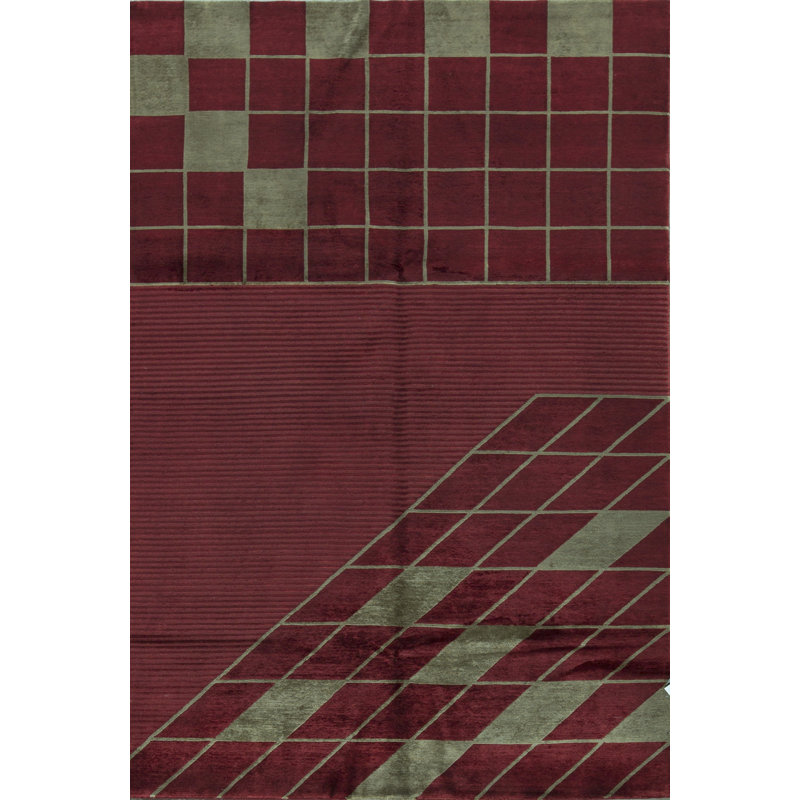 Himalayan Wool Geometric Area Rug in Rust