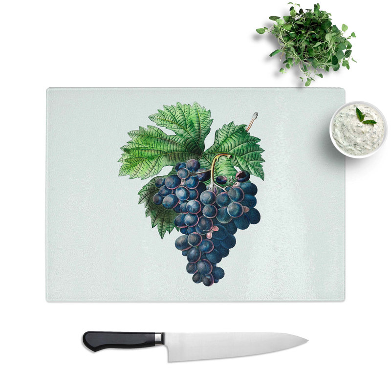 Tempered Glass Grapes Chopping Board, 39 cm W x 28.5 cm L