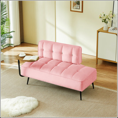 Canapé en velours moderne à deux places de 54 pouces avec dossier et table d'appoint rotative à 360 ° - repose-pieds, banc multiusage, ensemble de bureau et de chaise, conception compacte pour le salon, la chambre à coucher et un appartement