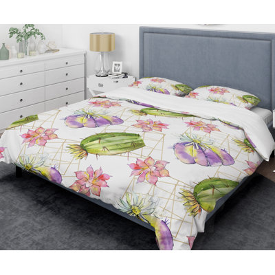 Coastal Polyester Floral Duvet Cover