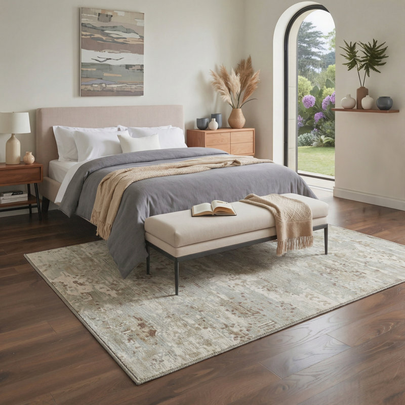 Tapis d'intérieur moderne beige / brun Vesper, Rectangle 6 pi x 9 pi