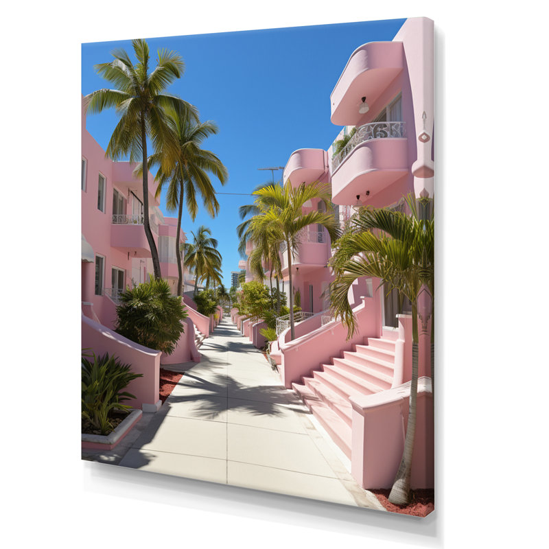 Calarco Miami Pink House I, reproduction d'art sur toile, H 32 po x l 16 po x P 1 po, Toile tendue