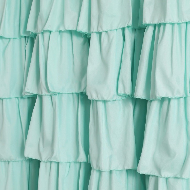 Light Turquoise Ruffle Polyester Shower Curtain, 72" x 72"