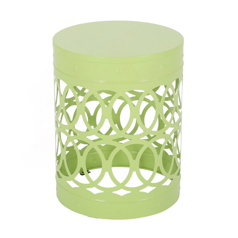 Table de bout cylindrique moderne avec motif en fer, Green, Green, Green