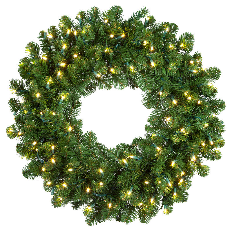 Couronne de sapin pré-éclairée, H 48 po x l 48 po