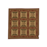 Hand-Knotted High-Quality Red, Beige, and Tan Square Area Rug