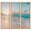 «Aesthetic Sunset on Teal Ocean Coastal Beach Shore», impression sur toile 3 pièces, triptyque, art mural-556170852-575816176