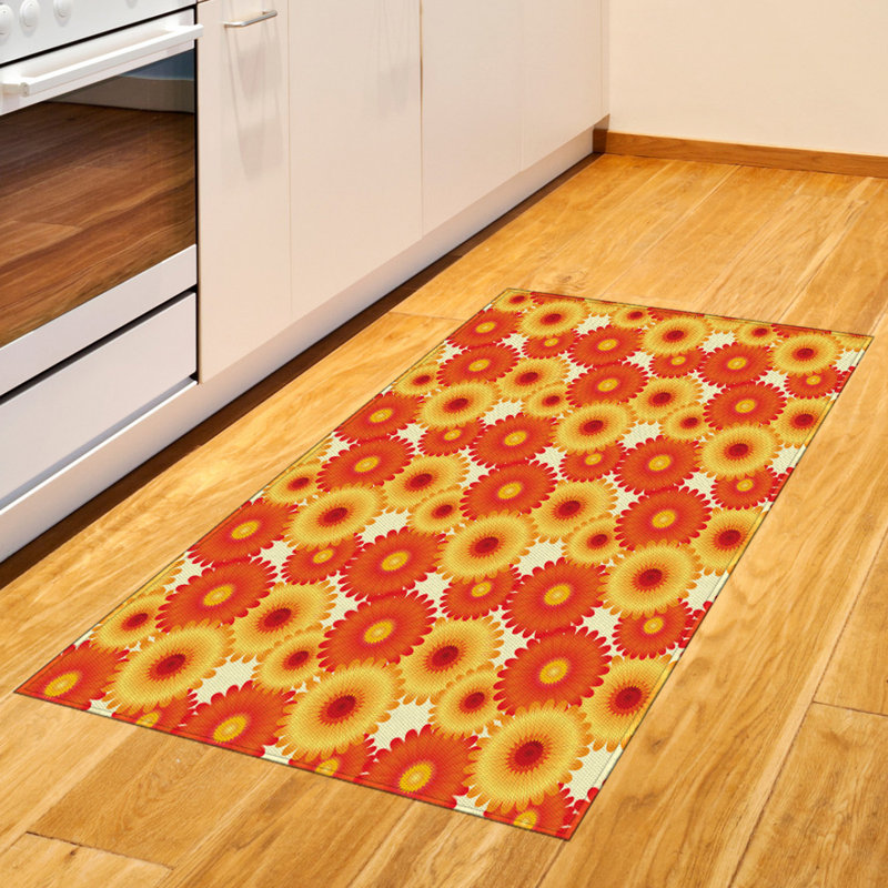 Orange High Density Long Fiber Poly Threads Decorative Area Rug Carpet, Rectangle 2'7" x 5'