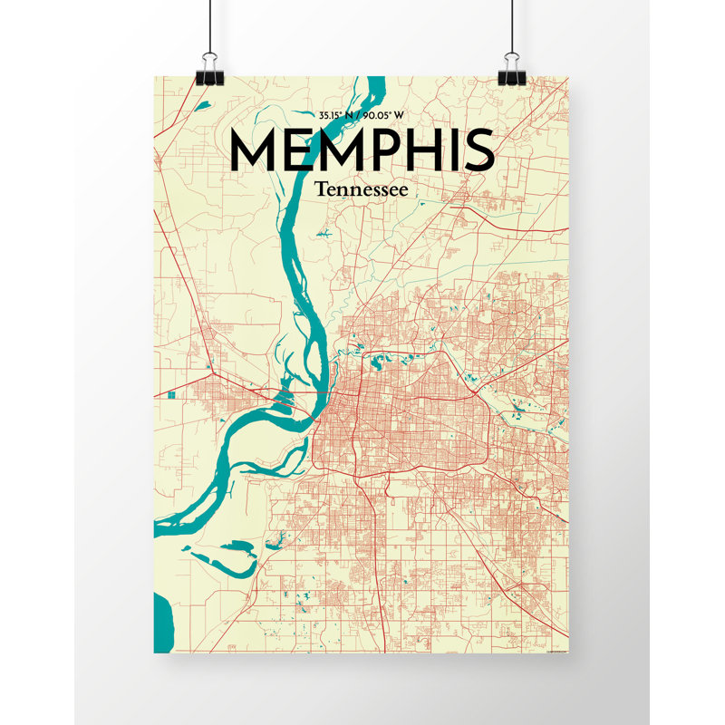Memphis City Map - No Frame Print, 43.2cm H x 27.9cm W x 0.1cm D