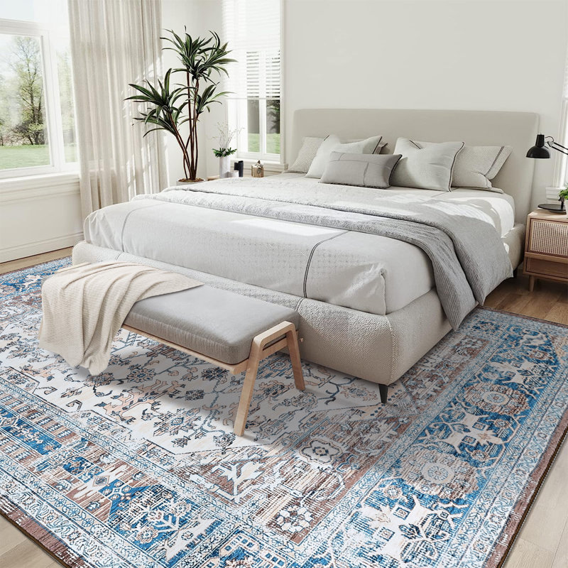 Ridwanah Washable Floral Indoor Rug, Rectangle 8' x 10'