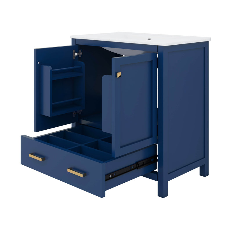 Ensemble de meuble-lavabo 60 po, double meuble-lavabo, double lavabo en céramique, tablette de rangement et tiroirs divisés