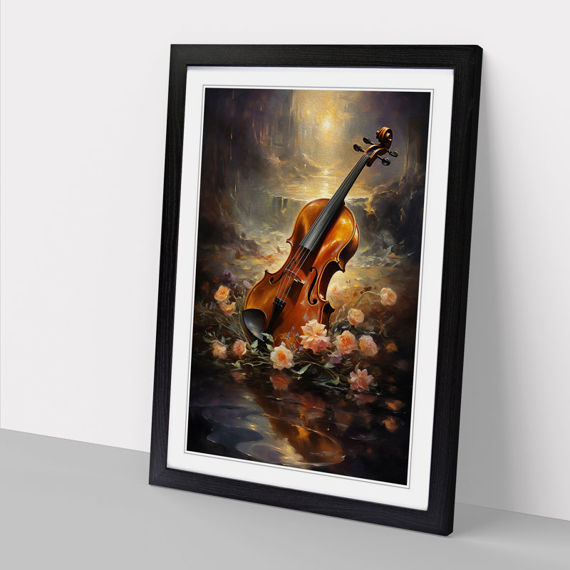 Violin Romanticism - Framed Print, 46cm H x 34cm W x 2cm D, Black