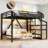 Full Loft Bed with Storage Stairs, Shelves and Built-in Wardrobe, Metal Loft Bed Frame with USB Ports and LED Lights, Noise-reduced Design, Natural Wood-37573008-37573013