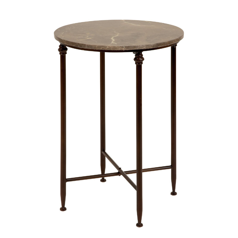 Table d'appoint en marbre Eastchester, Beige / Brun
