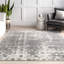 Tapis performance gris / blanc moderne à motif abstrait tissé à la machine Deedra-127413754