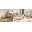 Lit plateforme tapissier pour enfant complet en forme de chat, cadre de lit pour enfant à profil bas de style princesse pour chambre à coucher, blanc et rose-917340044