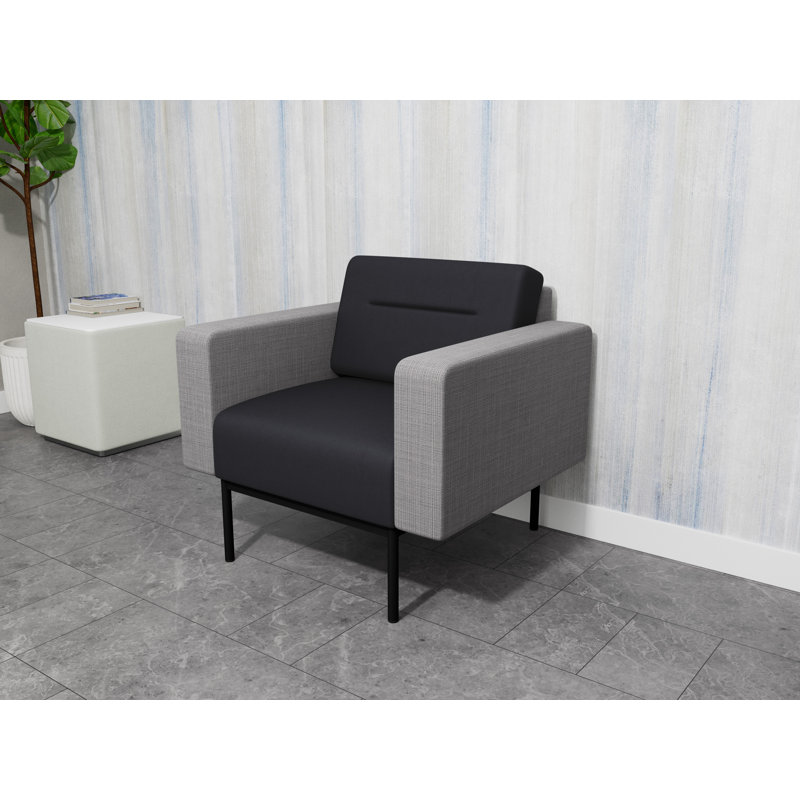 Chaise d'invité de réception Darsey, With Power, Black, Noir Patriot Plus; gris chambray